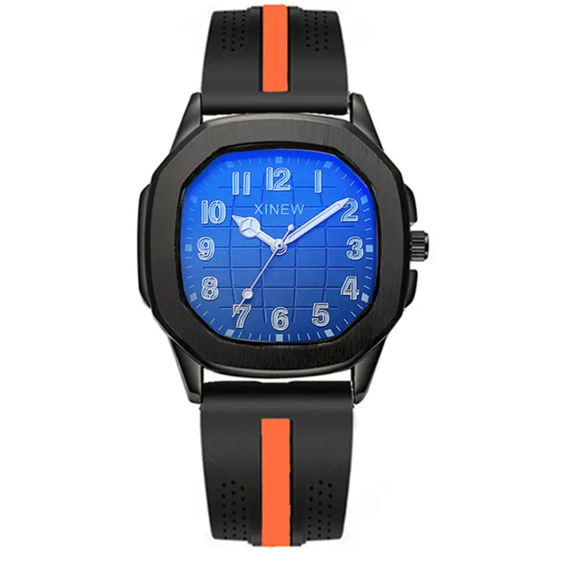 Men's Black Strap Quartz Watch with Blue Dial - Image 19
