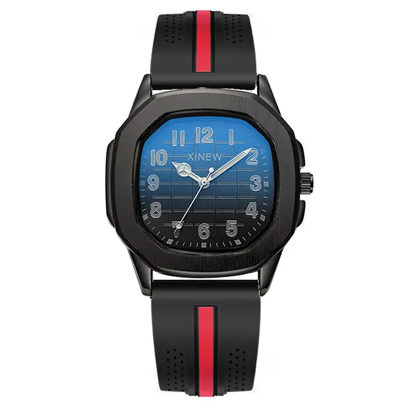 Men's Black Strap Quartz Watch with Blue Dial - Image 9