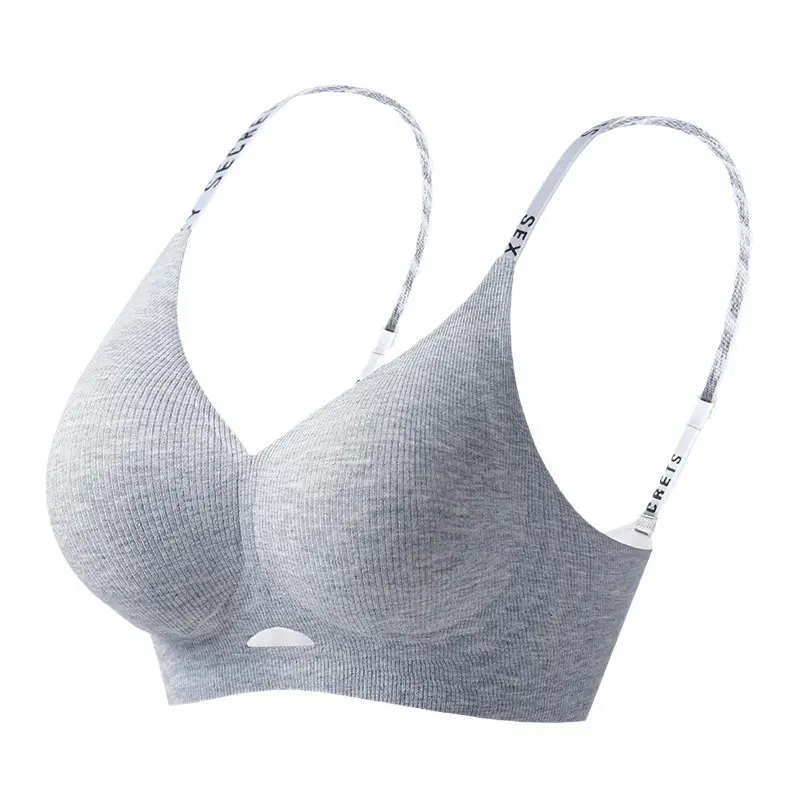Threaded Push-Up Breast-Retracting Seamless Bra Jelly Glue Soft Support Top-Up Anti-Sagging Cut Out Intimates Women's Large Size