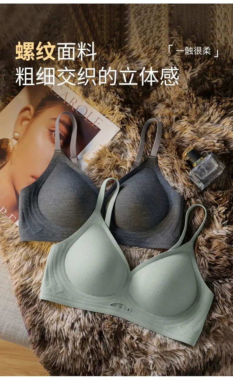 Threaded Push-Up Breast-Retracting Seamless Bra Jelly Glue Soft Support Top-Up Anti-Sagging Cut Out Intimates Women's Large Size — feature 9