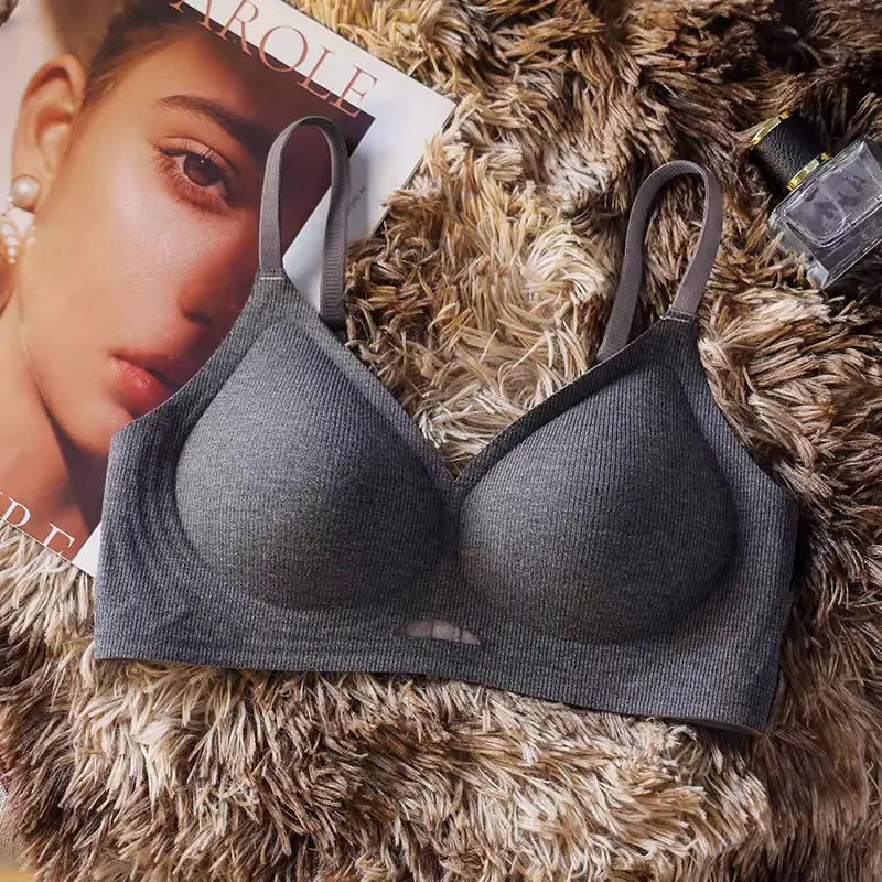 Threaded Push-Up Breast-Retracting Seamless Bra Jelly Glue Soft Support Top-Up Anti-Sagging Cut Out Intimates Women's Large Size