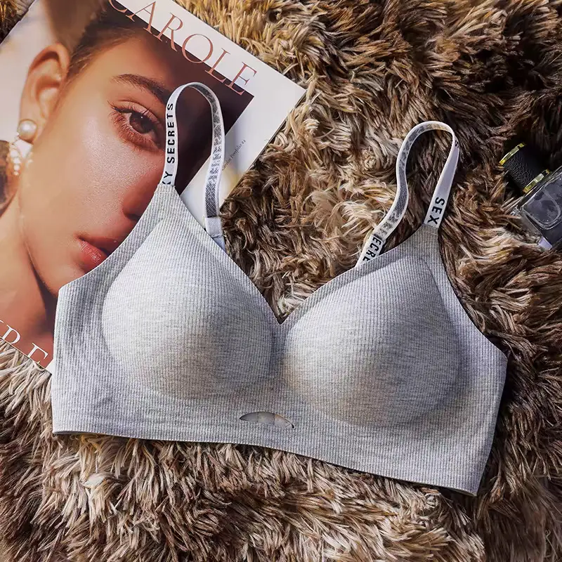 Threaded Push-Up Breast-Retracting Seamless Bra Jelly Glue Soft Support Top-Up Anti-Sagging Cut Out Intimates Women's Large Size