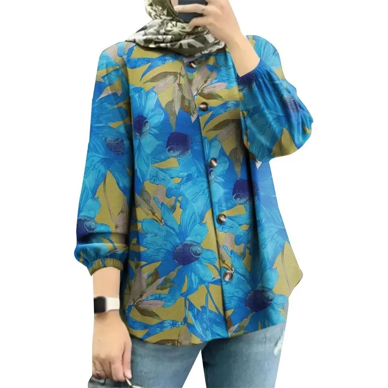 Women Muslim Floral Puff Sleeves Shirt 2025 — feature 3