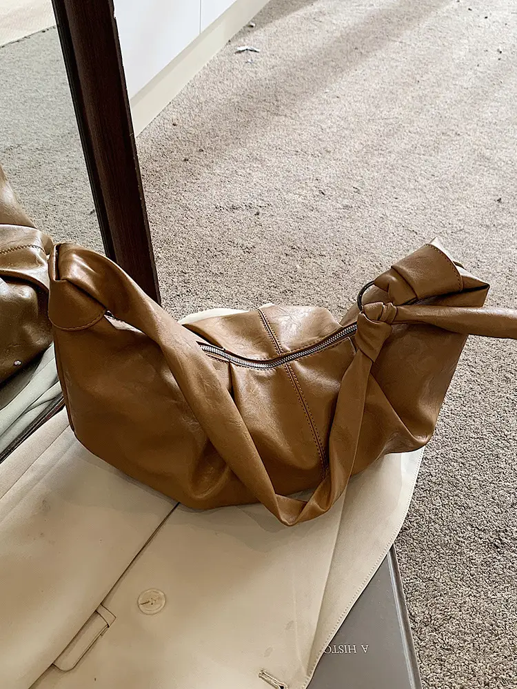 Korean Style Pleated Bag Large Capacity Brown