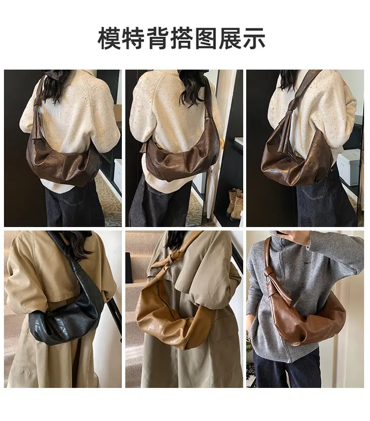 Korean Style Pleated Bag Large Capacity Brown — feature 1