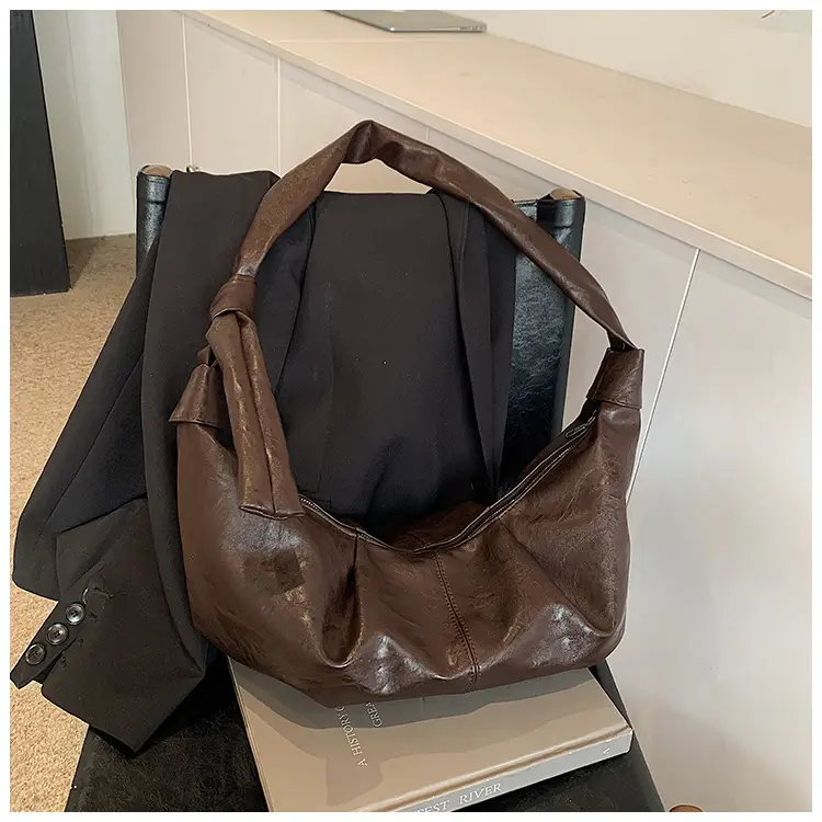 Korean Style Pleated Bag Large Capacity Brown — feature 11