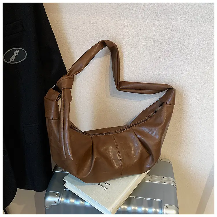 Korean Style Pleated Bag Large Capacity Brown — feature 12