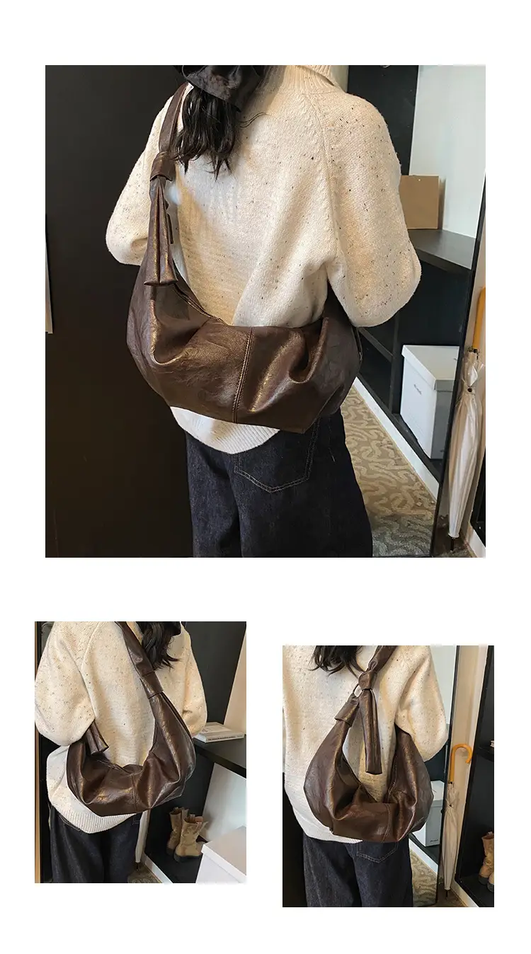 Korean Style Pleated Bag Large Capacity Brown — feature 6