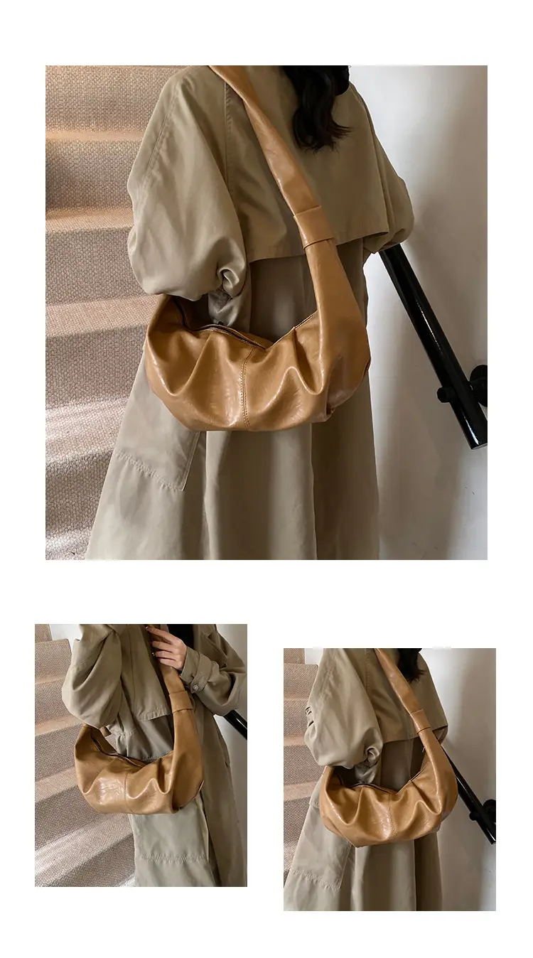 Korean Style Pleated Bag Large Capacity Brown — feature 7