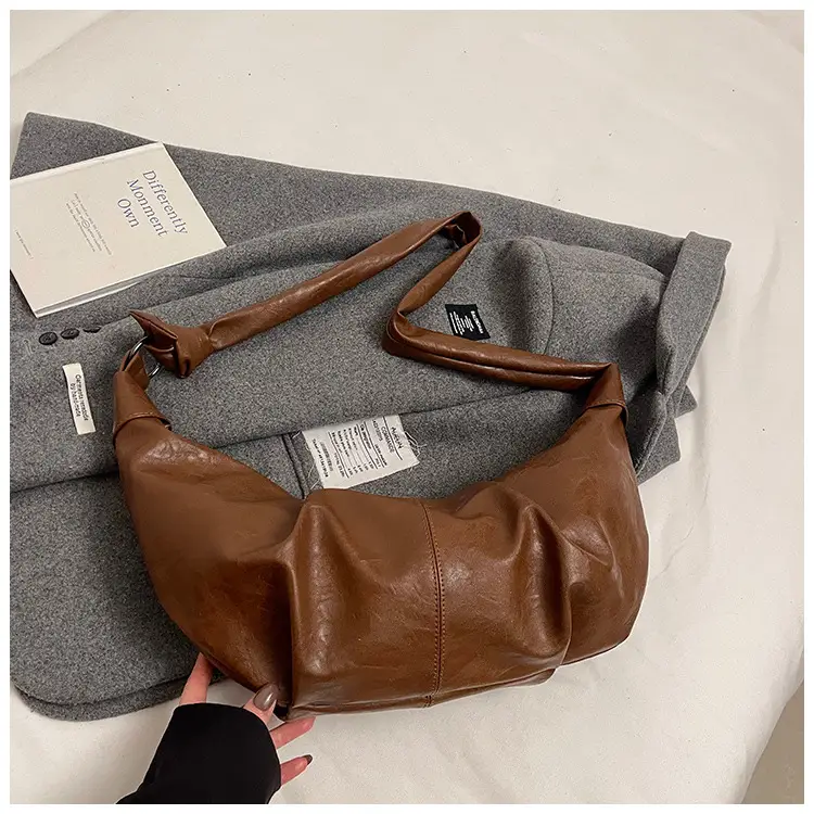 Korean Style Pleated Bag Large Capacity Brown