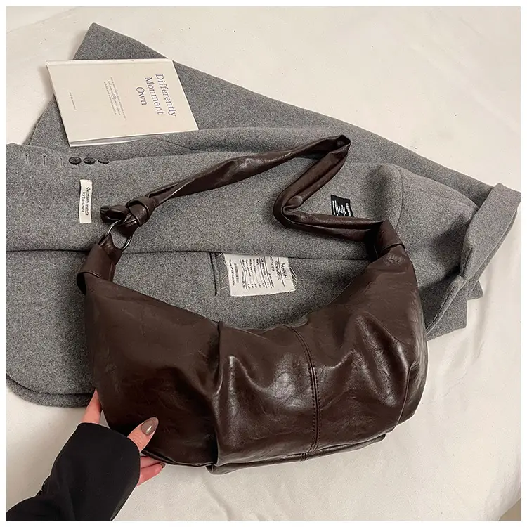 Korean Style Pleated Bag Large Capacity Brown