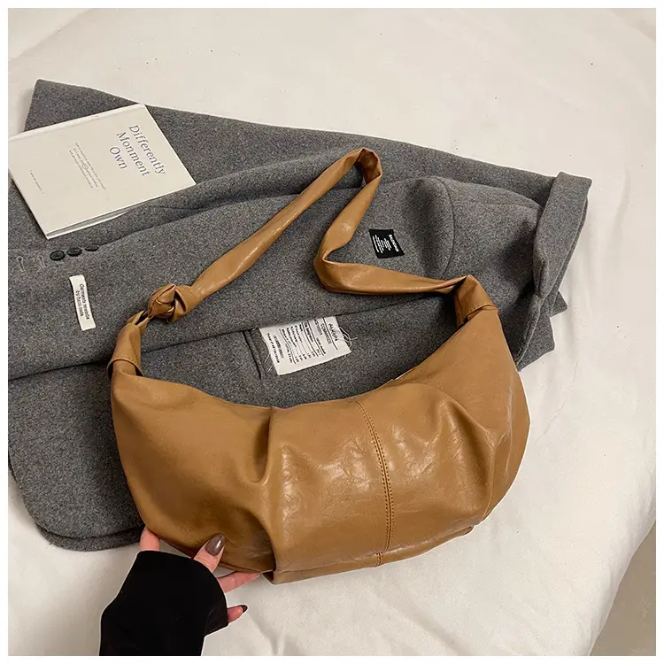 Korean Style Pleated Bag Large Capacity Brown