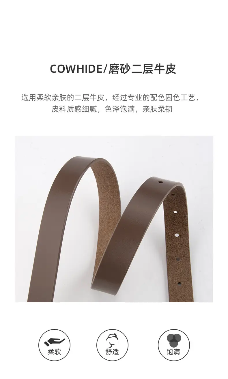 Green Leather Belt with Gold L Buckle for Women — feature 5