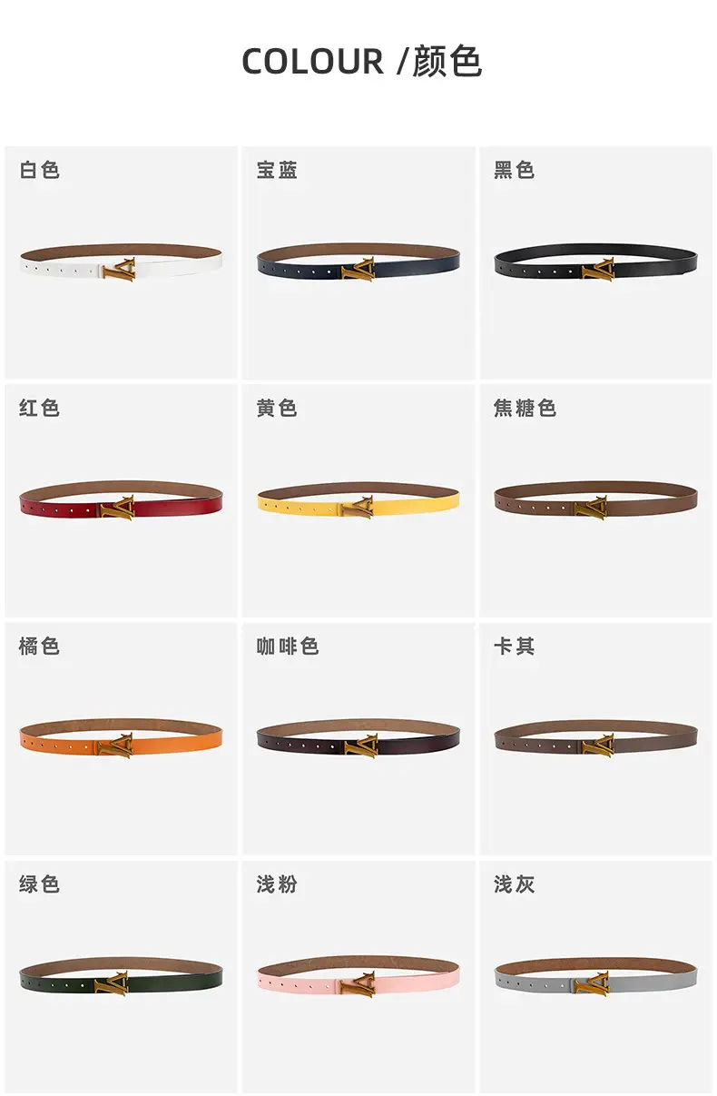 Green Leather Belt with Gold L Buckle for Women — feature 8