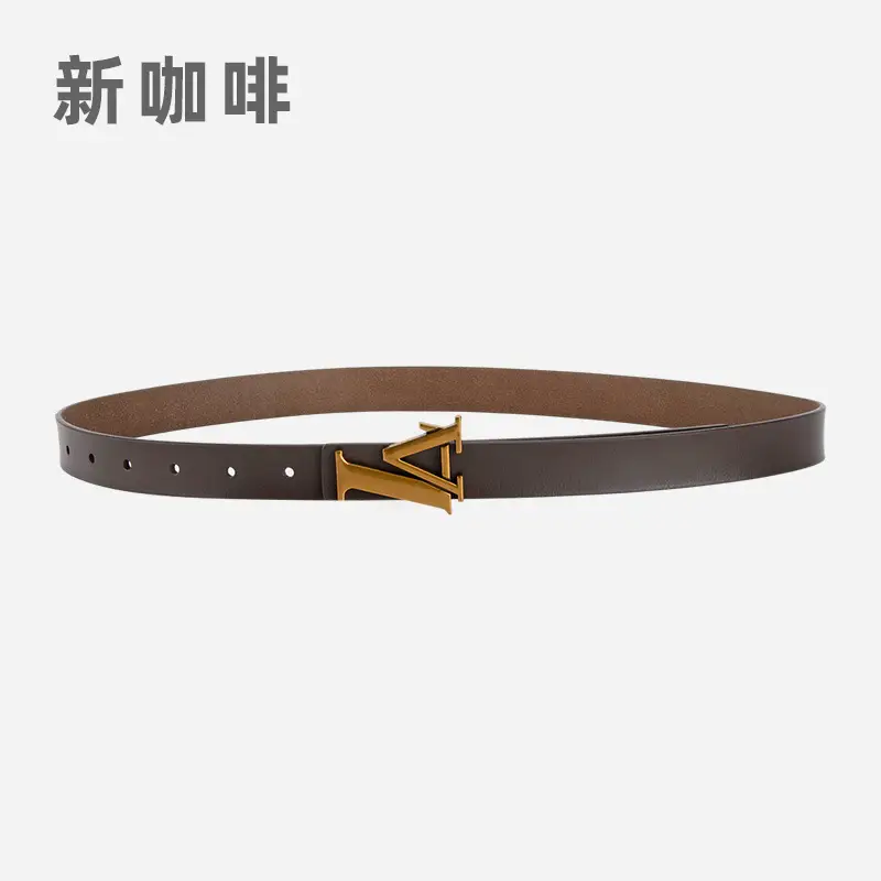 Green Leather Belt with Gold L Buckle for Women - Image 18