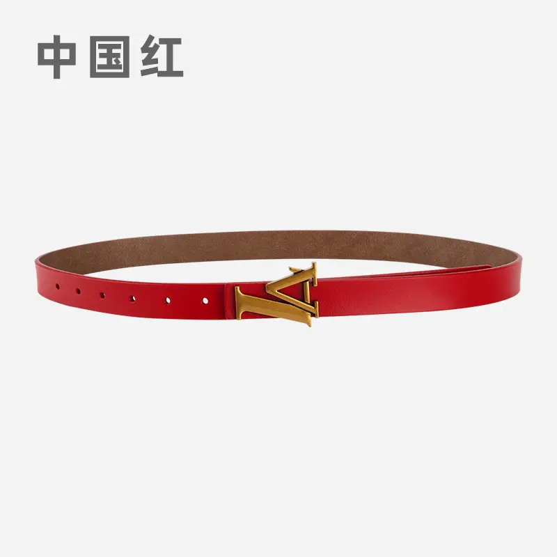 Green Leather Belt with Gold L Buckle for Women - Image 20
