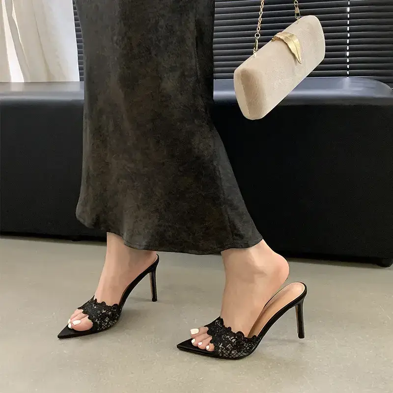 Women Embroidered Stiletto Heels Champagne Gold Spring 2024 - Image 5