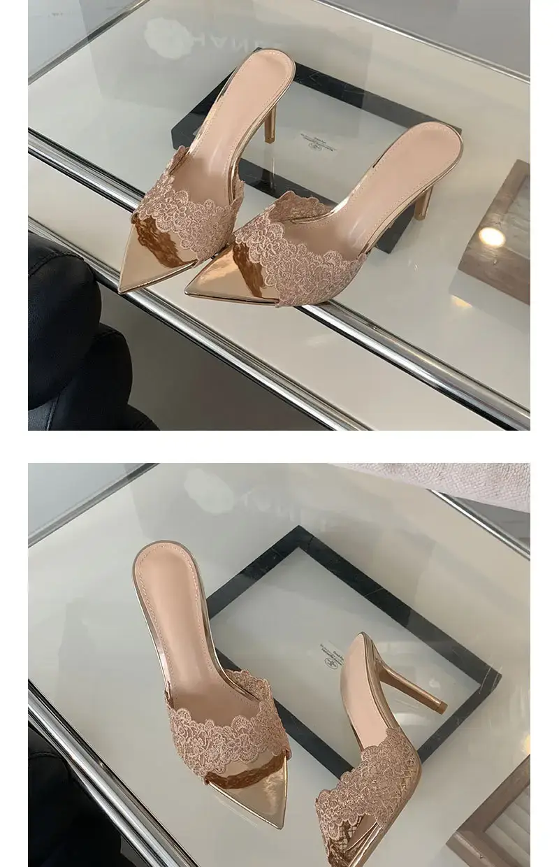 Women Embroidered Stiletto Heels Champagne Gold Spring 2024 — feature 11