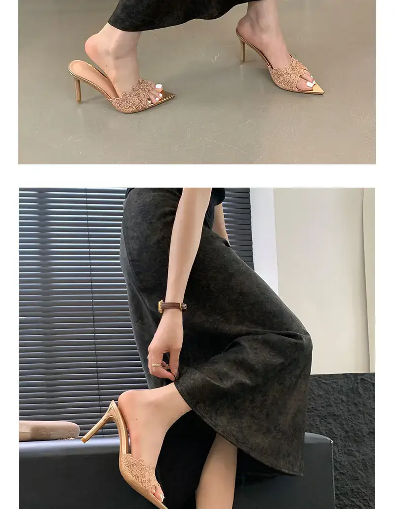 Women Embroidered Stiletto Heels Champagne Gold Spring 2024 — feature 7