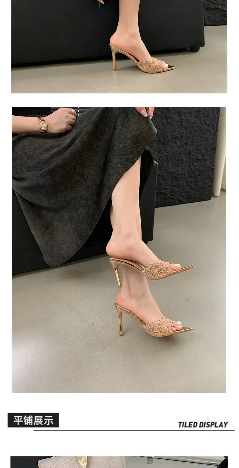 Women Embroidered Stiletto Heels Champagne Gold Spring 2024 — feature 8