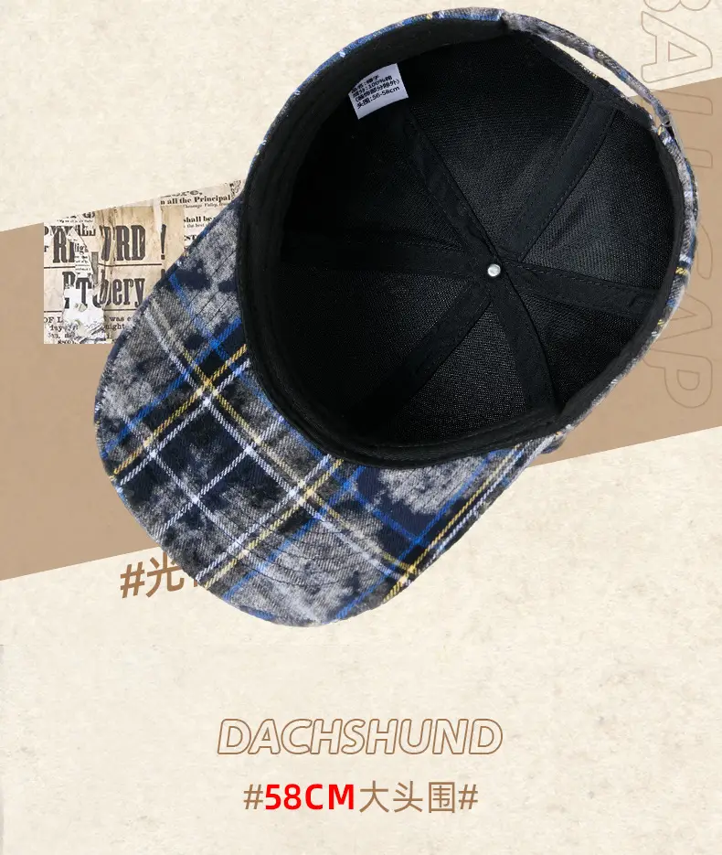 Plaid Plush Baseball Cap Women Retro South Korea — feature 11