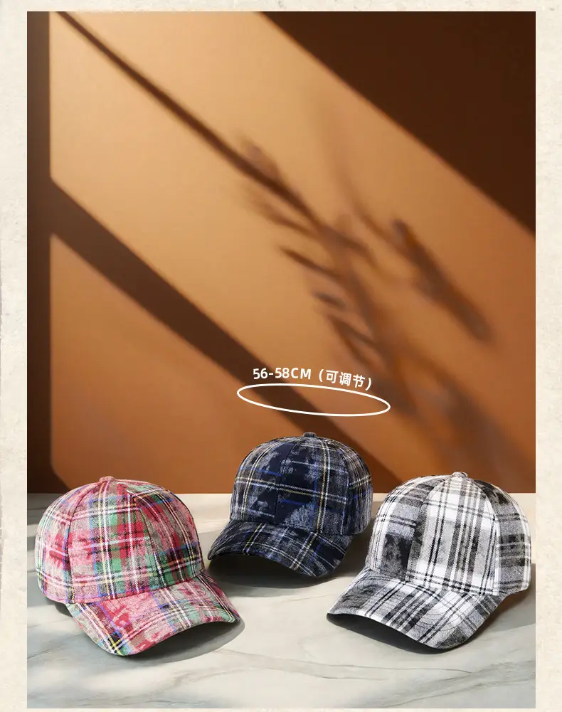 Plaid Plush Baseball Cap Women Retro South Korea — feature 12