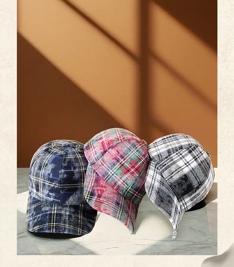Plaid Plush Baseball Cap Women Retro South Korea — feature 15