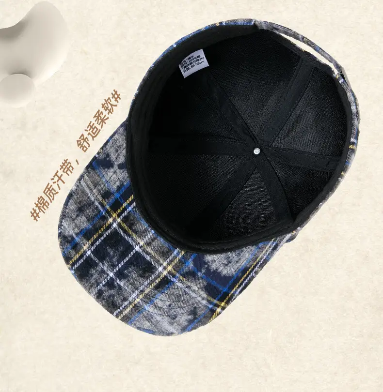 Plaid Plush Baseball Cap Women Retro South Korea — feature 19