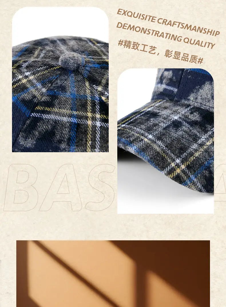 Plaid Plush Baseball Cap Women Retro South Korea — feature 20