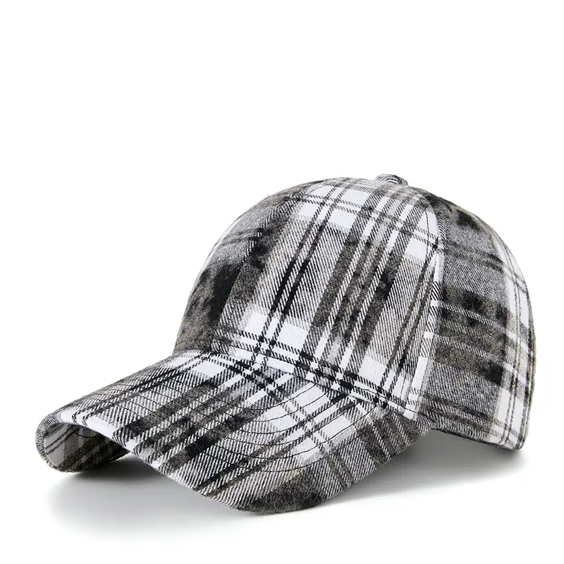 Plaid Plush Baseball Cap Women Retro South Korea - Image 3
