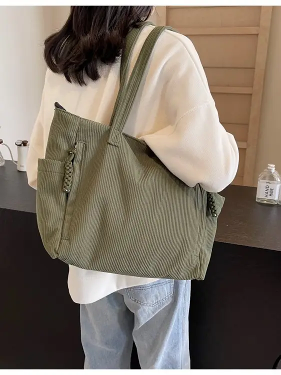 Women's Cream Crossbody Tote Bag Large Capacity Shoulder Commuter - Image 7