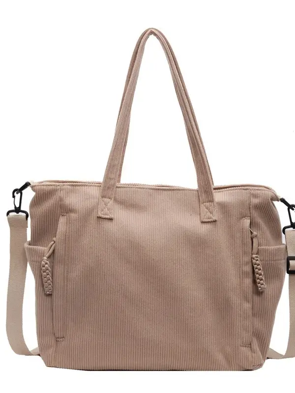 Women's Cream Crossbody Tote Bag Large Capacity Shoulder Commuter - Image 10