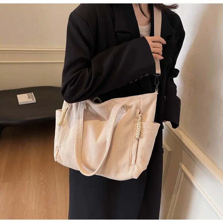 Women's Cream Crossbody Tote Bag Large Capacity Shoulder Commuter — feature 35