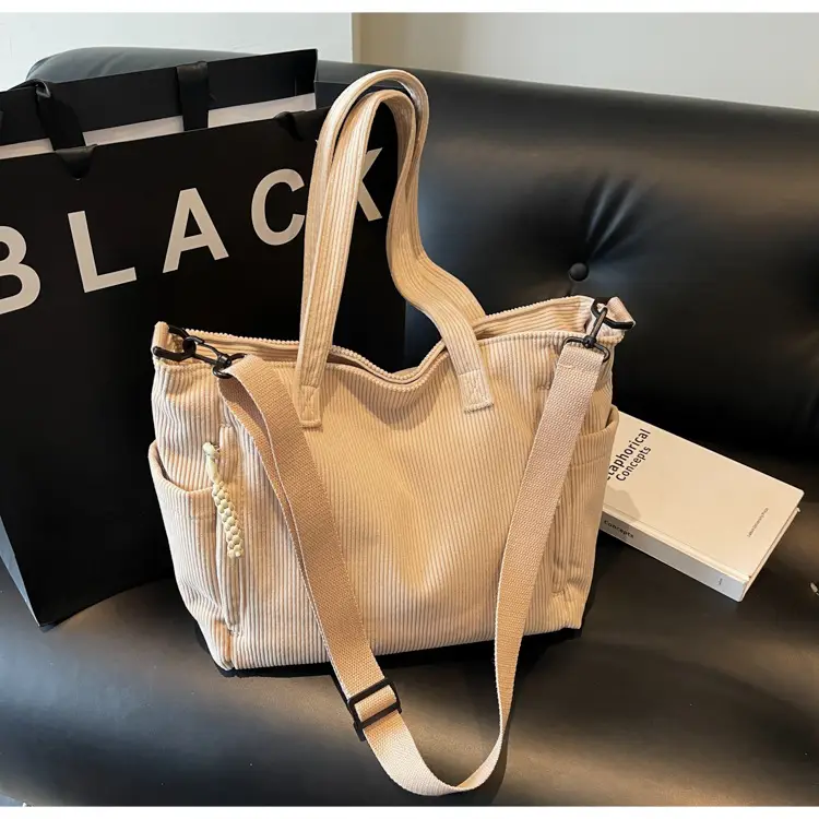 Women's Cream Crossbody Tote Bag Large Capacity Shoulder Commuter - Image 5
