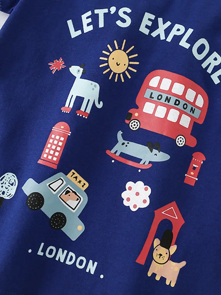 Malwee Boys Blue T-Shirt Let's Explore London Design