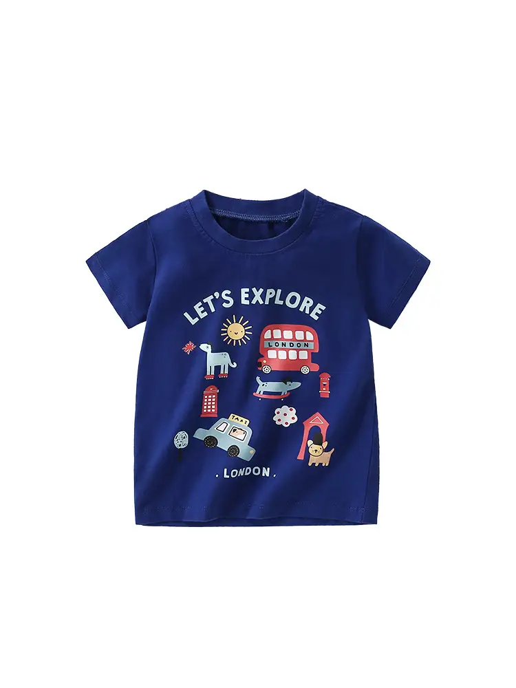 Malwee Boys Blue T-Shirt Let's Explore London Design