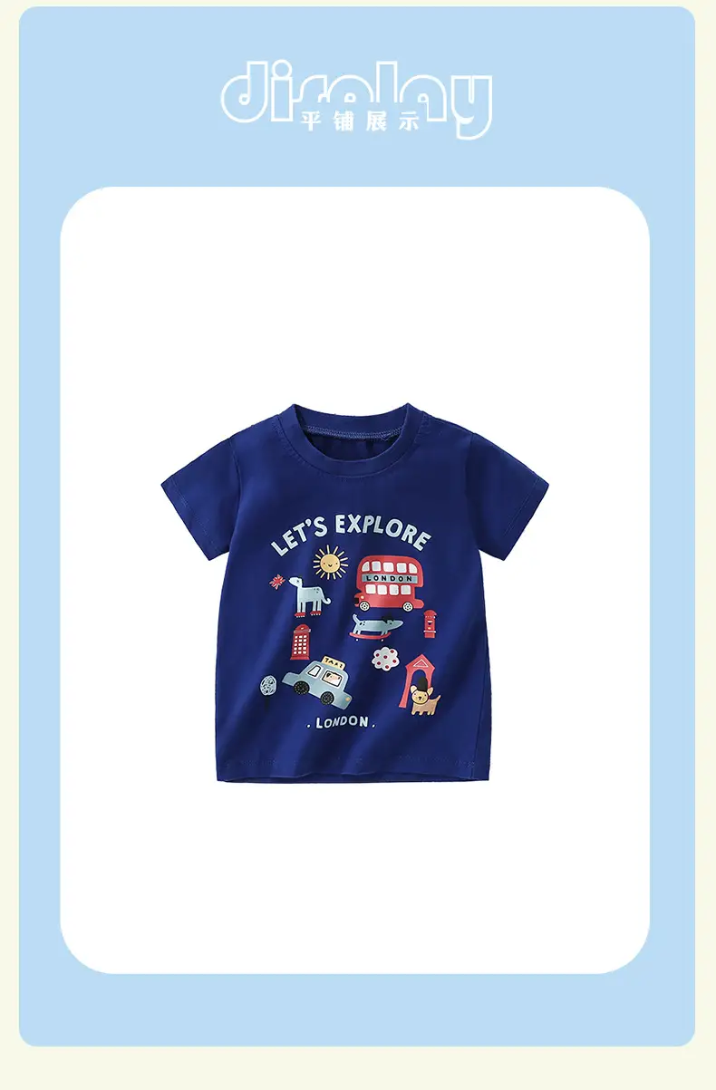 Malwee Boys Blue T-Shirt Let's Explore London Design — feature 11