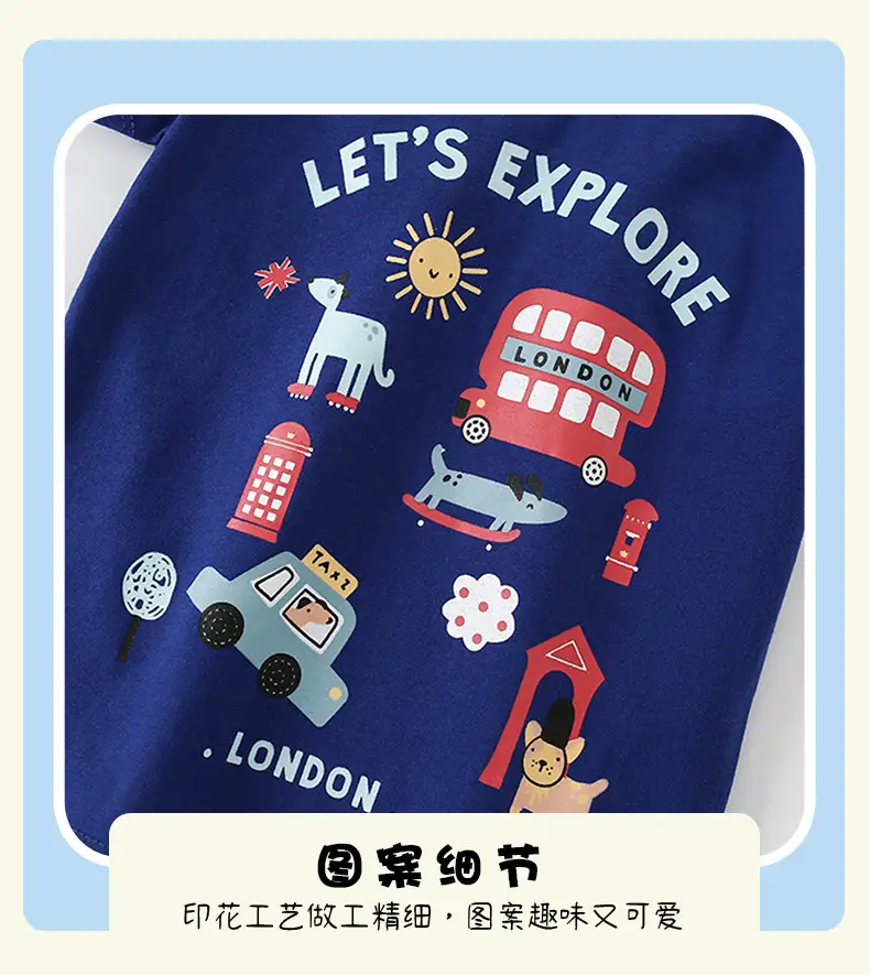 Malwee Boys Blue T-Shirt Let's Explore London Design — feature 8