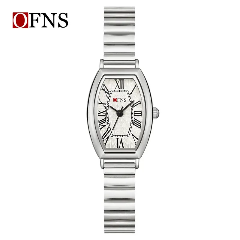Ofns Baroque Roman Scale Ladies Watch Silver Stainless