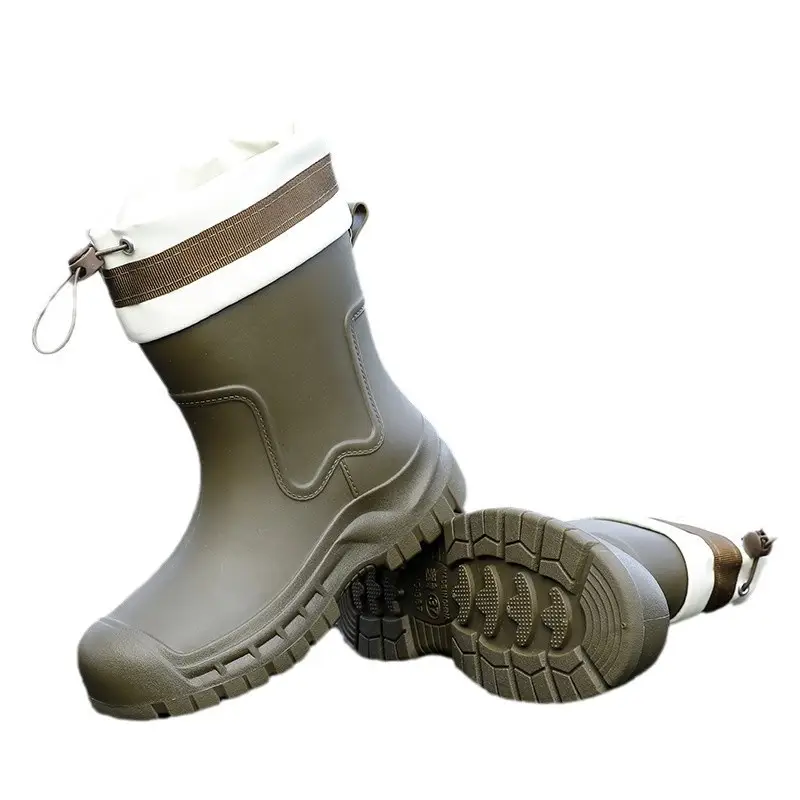 Women's Mid-barrel Rain Boots Fashionable Waterproof Anti-slip Rubber Shoes Good-looking Rain Boots Women's Adult Four Seasons Water Shoes Water Boots - Image 19