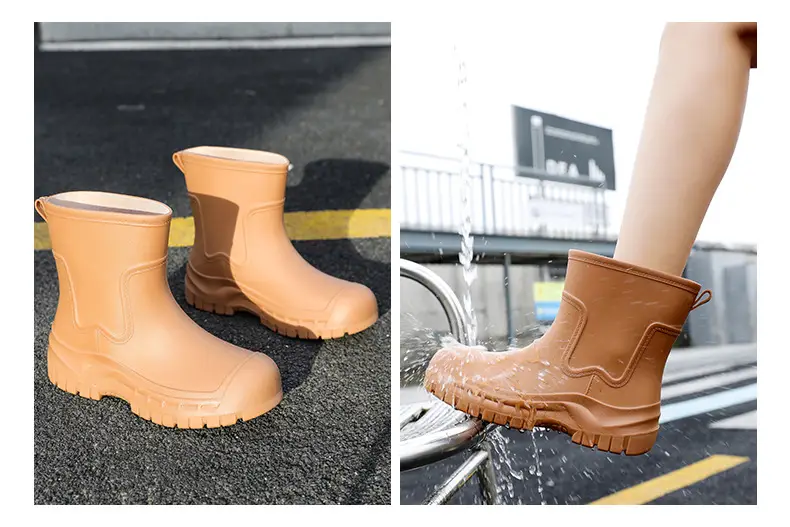 Women's Mid-barrel Rain Boots Fashionable Waterproof Anti-slip Rubber Shoes Good-looking Rain Boots Women's Adult Four Seasons Water Shoes Water Boots — feature 13