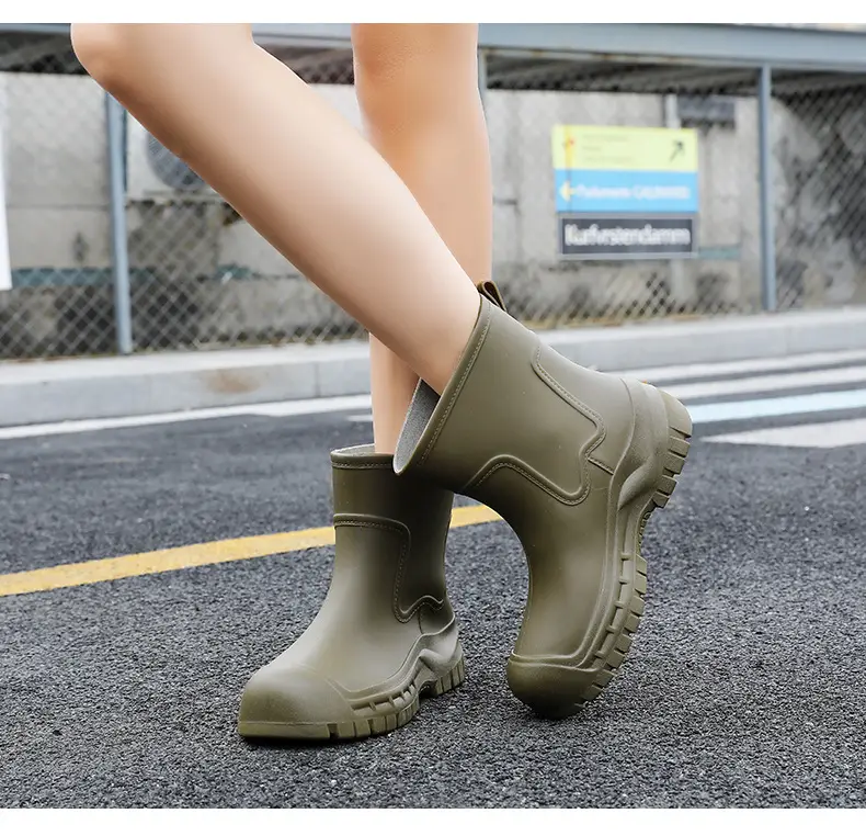 Women's Mid-barrel Rain Boots Fashionable Waterproof Anti-slip Rubber Shoes Good-looking Rain Boots Women's Adult Four Seasons Water Shoes Water Boots — feature 16