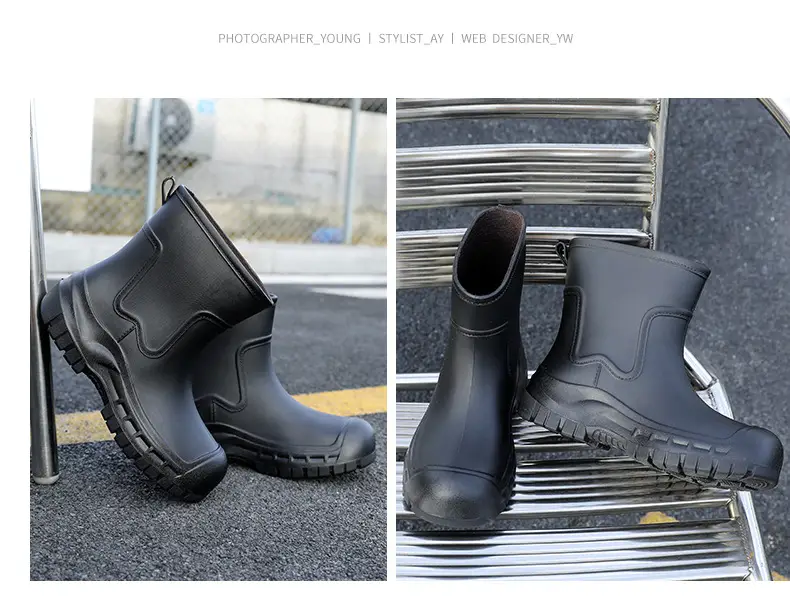Women's Mid-barrel Rain Boots Fashionable Waterproof Anti-slip Rubber Shoes Good-looking Rain Boots Women's Adult Four Seasons Water Shoes Water Boots — feature 19