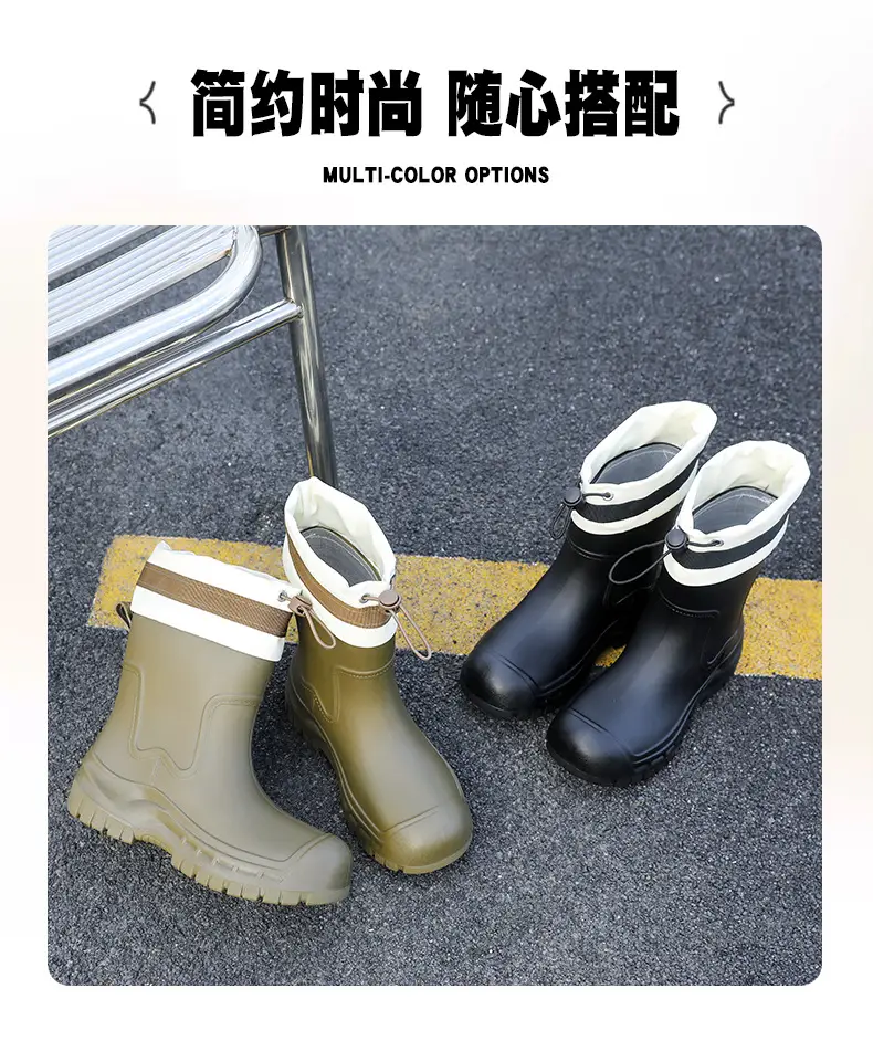 Women's Mid-barrel Rain Boots Fashionable Waterproof Anti-slip Rubber Shoes Good-looking Rain Boots Women's Adult Four Seasons Water Shoes Water Boots — feature 2