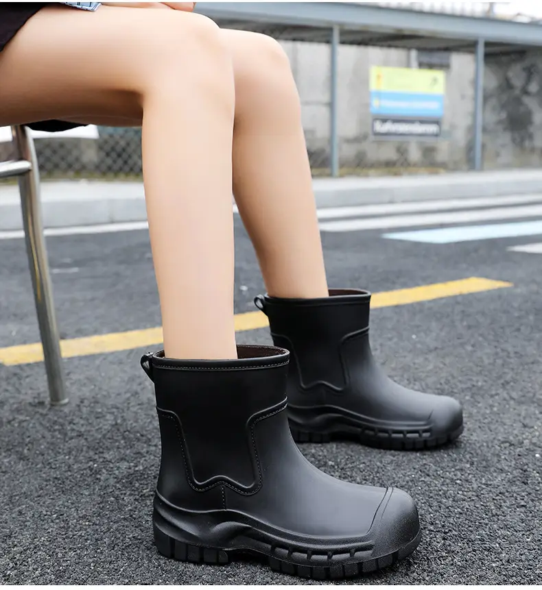 Women's Mid-barrel Rain Boots Fashionable Waterproof Anti-slip Rubber Shoes Good-looking Rain Boots Women's Adult Four Seasons Water Shoes Water Boots — feature 20