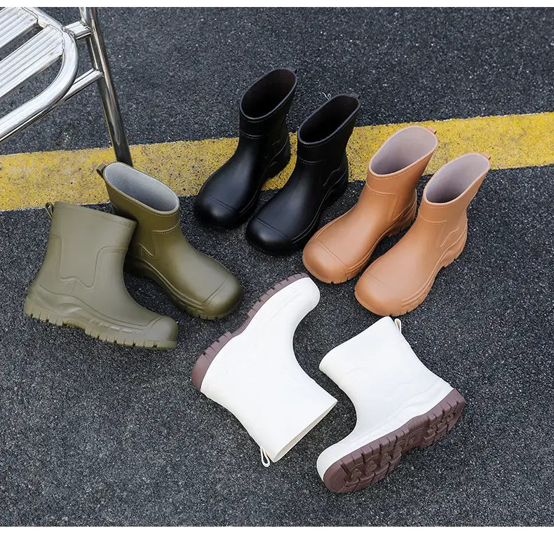 Women's Mid-barrel Rain Boots Fashionable Waterproof Anti-slip Rubber Shoes Good-looking Rain Boots Women's Adult Four Seasons Water Shoes Water Boots — feature 23