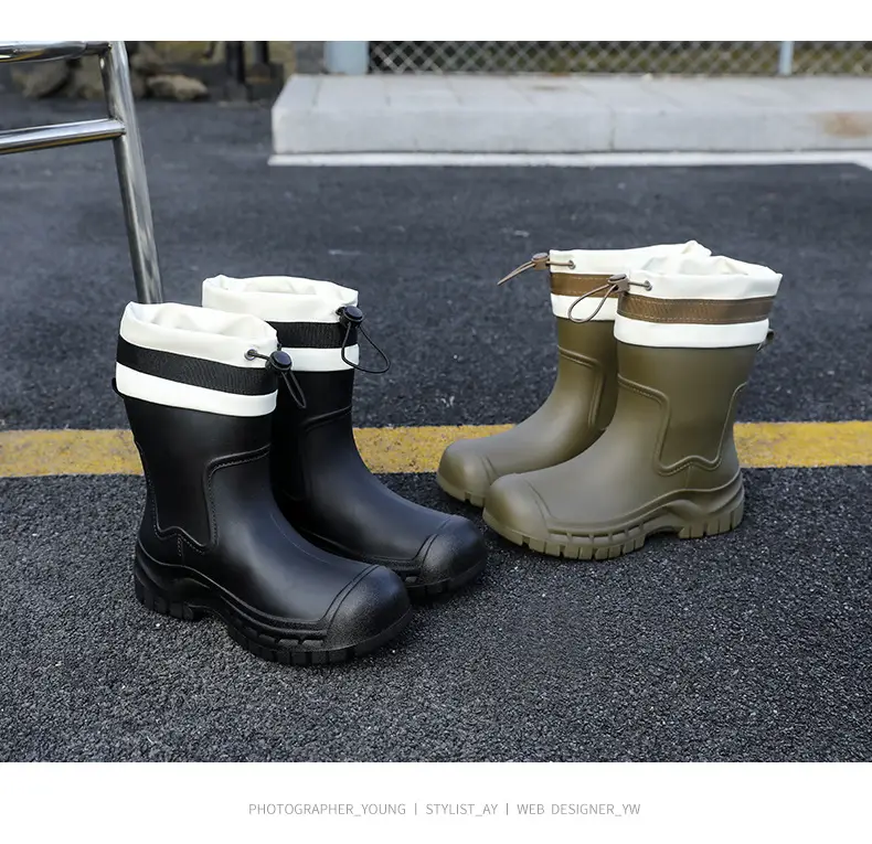 Women's Mid-barrel Rain Boots Fashionable Waterproof Anti-slip Rubber Shoes Good-looking Rain Boots Women's Adult Four Seasons Water Shoes Water Boots — feature 25