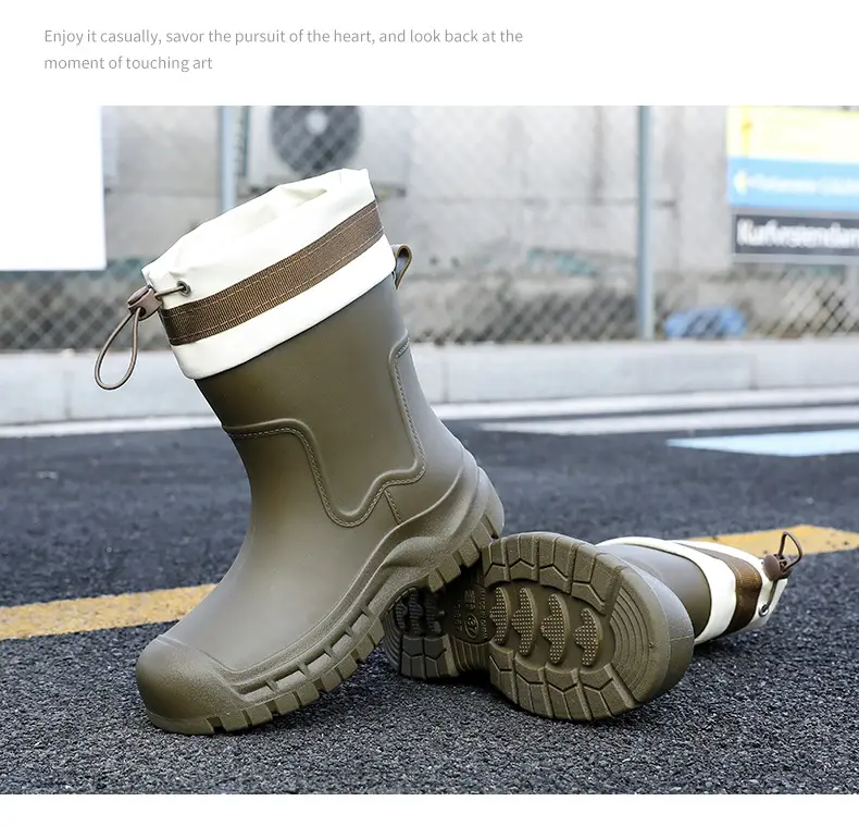 Women's Mid-barrel Rain Boots Fashionable Waterproof Anti-slip Rubber Shoes Good-looking Rain Boots Women's Adult Four Seasons Water Shoes Water Boots — feature 28