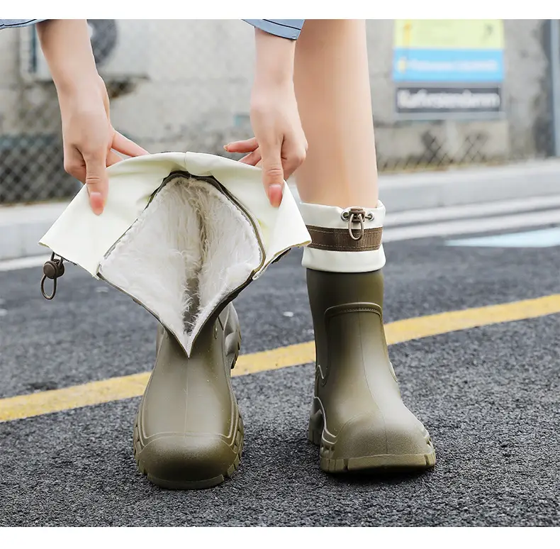 Women's Mid-barrel Rain Boots Fashionable Waterproof Anti-slip Rubber Shoes Good-looking Rain Boots Women's Adult Four Seasons Water Shoes Water Boots — feature 29