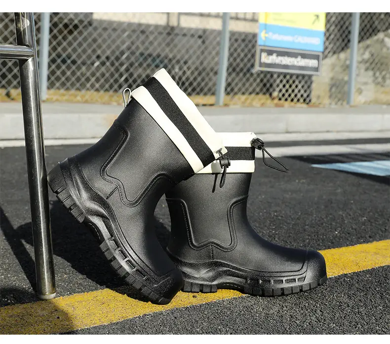 Women's Mid-barrel Rain Boots Fashionable Waterproof Anti-slip Rubber Shoes Good-looking Rain Boots Women's Adult Four Seasons Water Shoes Water Boots — feature 31